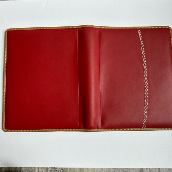 Rawlings Red Leather Padfolio Folder with Baseball Stitch - Picture 3 of 11
